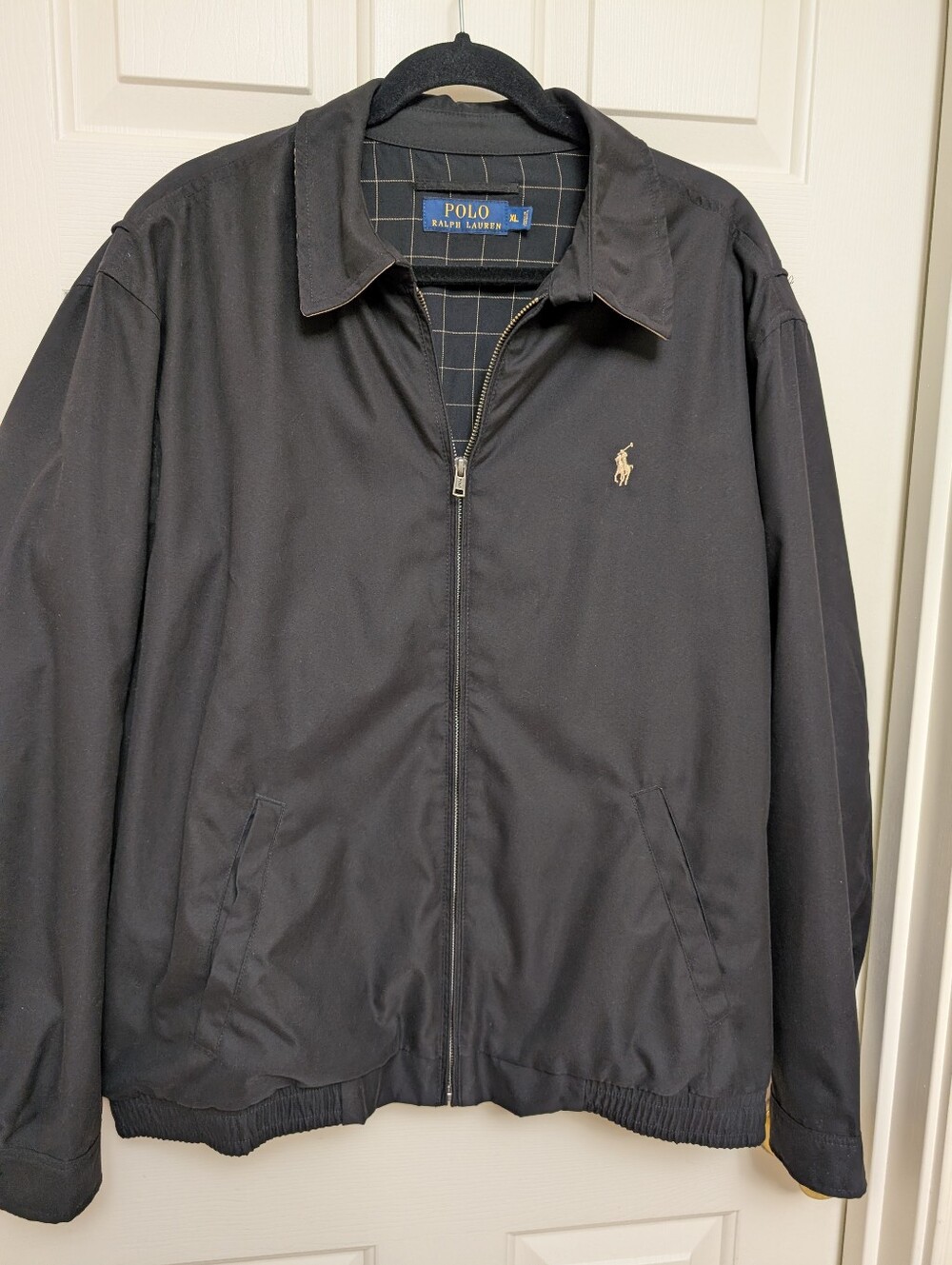 Polo Ralph Lauren Jacket Mens XL Black Lined Bi-Swing Bomber Golf Windbreaker
